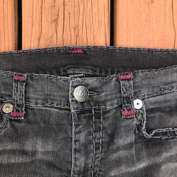 True Religion Ricky Straight Leg Denim T Flap Jeans Dark Grey Size 38 - Picture 5 of 16